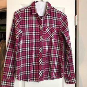 Pink and grey plaid flannel